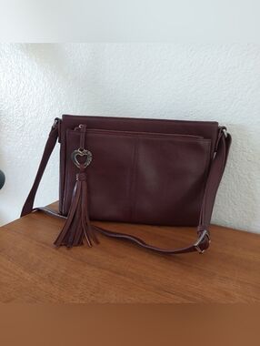 RARE Brighton Barbados City Organizer bag in a maroon or plum leather color #lux